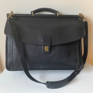 Vintage Coach Black Leather Briefcase Messenger Laptop Beekman bag 5266